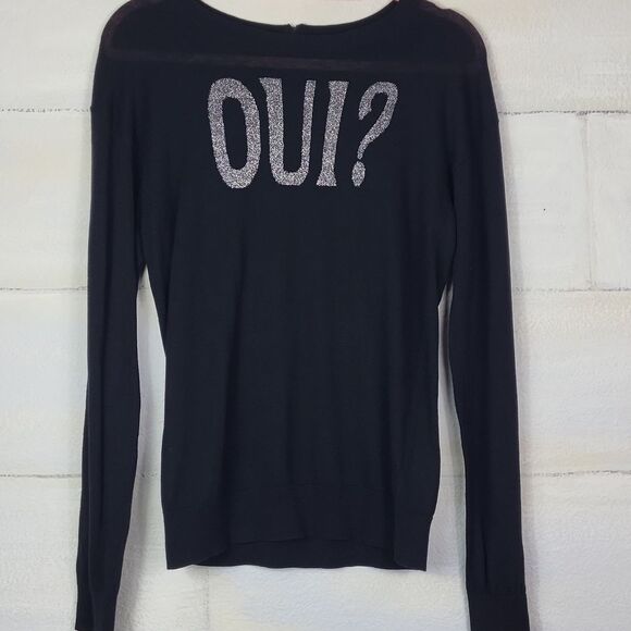 Halogen OUI? Black Long Sleeve Blouse. Size M - Picture 2 of 7